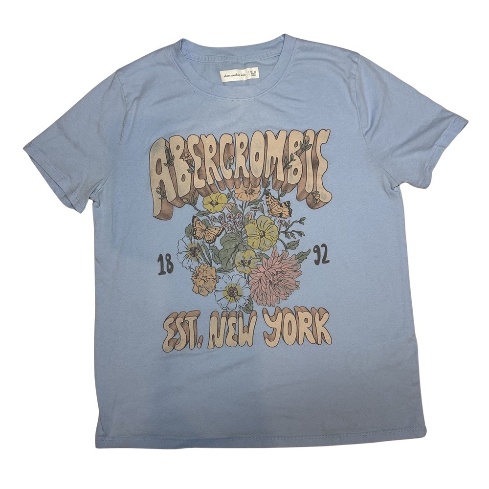 Abercrombie Kids Light Blue Floral Graphic Tee